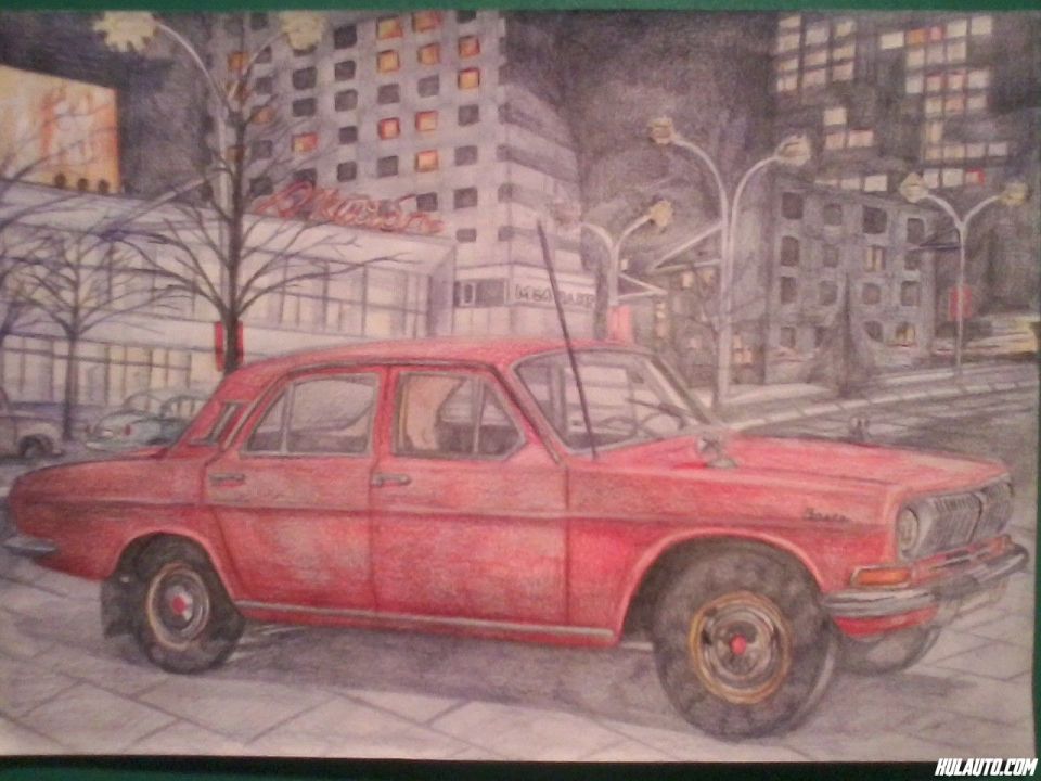 Volga 24 iz 1970. crtana prema slici koja je koriscena na propagandnim materijalima ovog modela. U srecnija vremena kada je Jugoslavija bila cela, trgovina sa SSSRom cvetala, a benzin bio jeftiniji, ovakvu, samo sivkasto-zelenu vozio je moj deda. Ako vam se dopada ovaj crtež, radim po narudžbini.